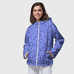 Ветровка с капюшоном женская Незабудки цветочный паттерн на темном фоне, цвет: 3D-белый — фото 2