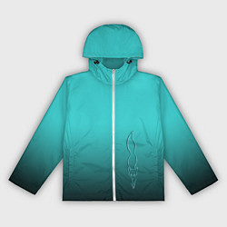 Ветровка с капюшоном женская Силуэт лисы на градиентном фоне, цвет: 3D-белый