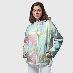 Ветровка с капюшоном женская Текстура из светлых колец, цвет: 3D-белый — фото 2