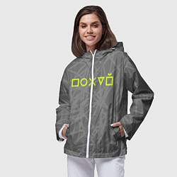 Ветровка с капюшоном женская Ребус - по*уй, цвет: 3D-белый — фото 2