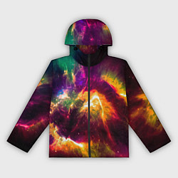 Ветровка с капюшоном женская Небула в космосе разноцветная - нейронная сеть, цвет: 3D-черный