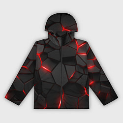 Ветровка с капюшоном женская Плиты с красной подсветкой, цвет: 3D-черный