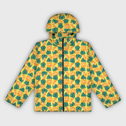 Ветровка с капюшоном женская Летний паттерн с апельсинами, цвет: 3D-черный