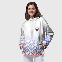 Ветровка с капюшоном женская Сердечко россии - треугольники, цвет: 3D-белый — фото 2