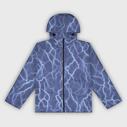 Ветровка с капюшоном женская Электрический разряд на голубом фоне, цвет: 3D-черный