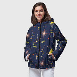 Ветровка с капюшоном женская Созвездия, цвет: 3D-черный — фото 2