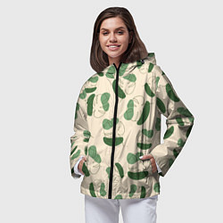 Ветровка с капюшоном женская Монстера абстракция, цвет: 3D-черный — фото 2