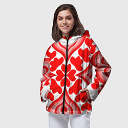 Ветровка с капюшоном женская Узор из многих сердечек, цвет: 3D-черный — фото 2