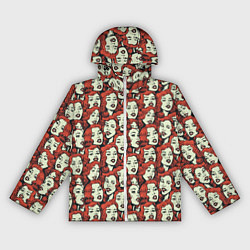 Ветровка с капюшоном женская Лица девушек, цвет: 3D-белый