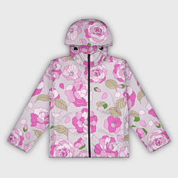 Ветровка с капюшоном женская Чудесные пионы, цвет: 3D-черный