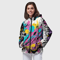 Ветровка с капюшоном женская Топливные узоры, цвет: 3D-черный — фото 2