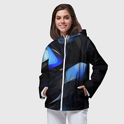 Ветровка с капюшоном женская Black blue elements, цвет: 3D-белый — фото 2