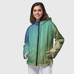 Ветровка с капюшоном женская Градиент полосы зеленый, цвет: 3D-черный — фото 2