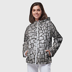 Ветровка с капюшоном женская Каменный серый паттерн, цвет: 3D-белый — фото 2