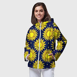 Ветровка с капюшоном женская Солнечный паттерн, цвет: 3D-белый — фото 2