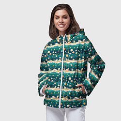 Ветровка с капюшоном женская Море и ракушки, цвет: 3D-белый — фото 2