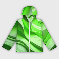 Ветровка с капюшоном женская Светлые зеленые волны, цвет: 3D-белый