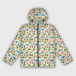 Ветровка с капюшоном женская Пляжные зонты паттерн, цвет: 3D-черный