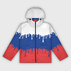 Ветровка с капюшоном женская Флаг России - потёки, цвет: 3D-черный