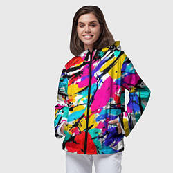 Ветровка с капюшоном женская Абстрактные узоры штрихи, цвет: 3D-черный — фото 2