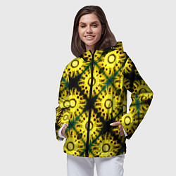 Ветровка с капюшоном женская Солнечные подсолнухи, цвет: 3D-черный — фото 2