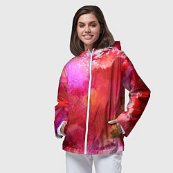 Ветровка с капюшоном женская Брызги акварели на белом, цвет: 3D-белый — фото 2