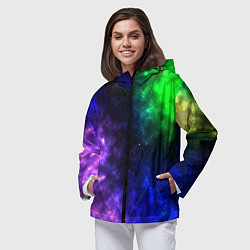 Ветровка с капюшоном женская Космос мультицвет, цвет: 3D-черный — фото 2