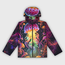 Ветровка с капюшоном женская Фантастическая медуза, цвет: 3D-черный