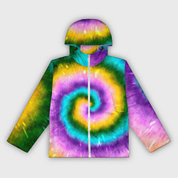 Ветровка с капюшоном женская Тай дай стиль, цвет: 3D-белый
