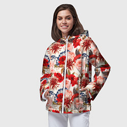 Ветровка с капюшоном женская Цветочный букет Flower bouquet, цвет: 3D-белый — фото 2