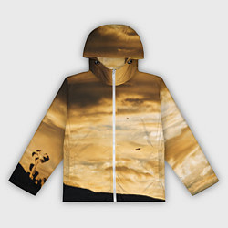 Ветровка с капюшоном женская Предрассветное облачное небо, цвет: 3D-белый