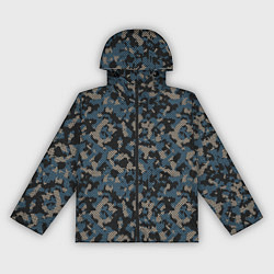Ветровка с капюшоном женская Камуфляж сеточный, цвет: 3D-черный