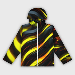 Ветровка с капюшоном женская Черные волнистые линии, цвет: 3D-белый