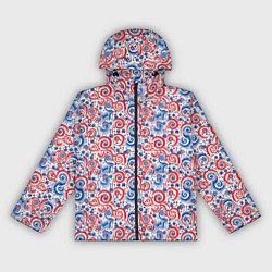 Ветровка с капюшоном женская Орнамент русский, цвет: 3D-черный