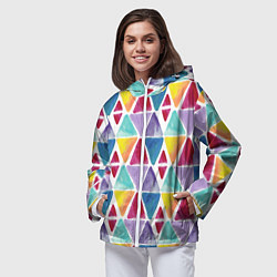 Ветровка с капюшоном женская Треугольнички, цвет: 3D-белый — фото 2
