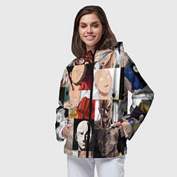 Ветровка с капюшоном женская Saitama - many faces, цвет: 3D-черный — фото 2