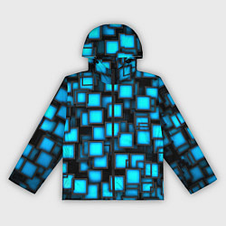 Ветровка с капюшоном женская Геометрия - синие квадраты, цвет: 3D-черный