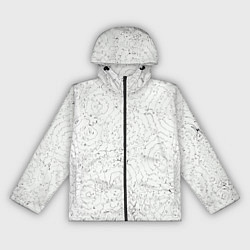 Ветровка с капюшоном женская Хаотичная черно-белая рябь - узор Хуф и Ся, цвет: 3D-черный