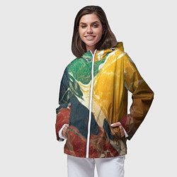 Ветровка с капюшоном женская Мраморная радуга, цвет: 3D-белый — фото 2