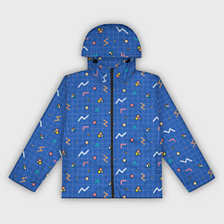 Ветровка с капюшоном женская Figures on blue, цвет: 3D-черный