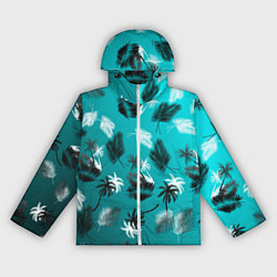 Ветровка с капюшоном женская Летний узор с пальмами, цвет: 3D-белый