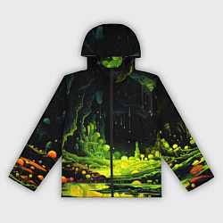 Ветровка с капюшоном женская Кислотная пещера, цвет: 3D-черный