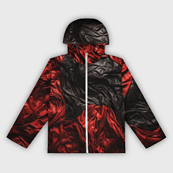 Ветровка с капюшоном женская Black red texture, цвет: 3D-белый