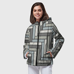 Ветровка с капюшоном женская Паркетик, цвет: 3D-черный — фото 2