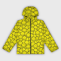 Ветровка с капюшоном женская Счастливые смайлики, цвет: 3D-черный