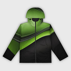 Ветровка с капюшоном женская Black green abstract, цвет: 3D-черный