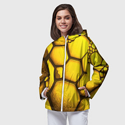 Ветровка с капюшоном женская Желтые объемные плиты, цвет: 3D-белый — фото 2