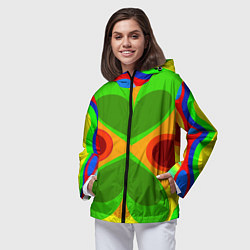 Ветровка с капюшоном женская Цветные плавные фигуры, цвет: 3D-черный — фото 2