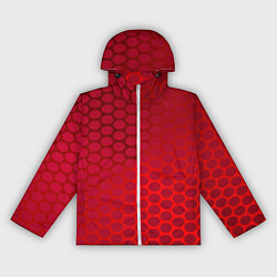 Ветровка с капюшоном женская Сотовый красный градиент, цвет: 3D-белый