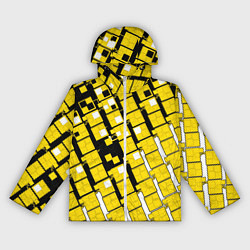Ветровка с капюшоном женская Киберпанк квадраты жёлтые, цвет: 3D-белый